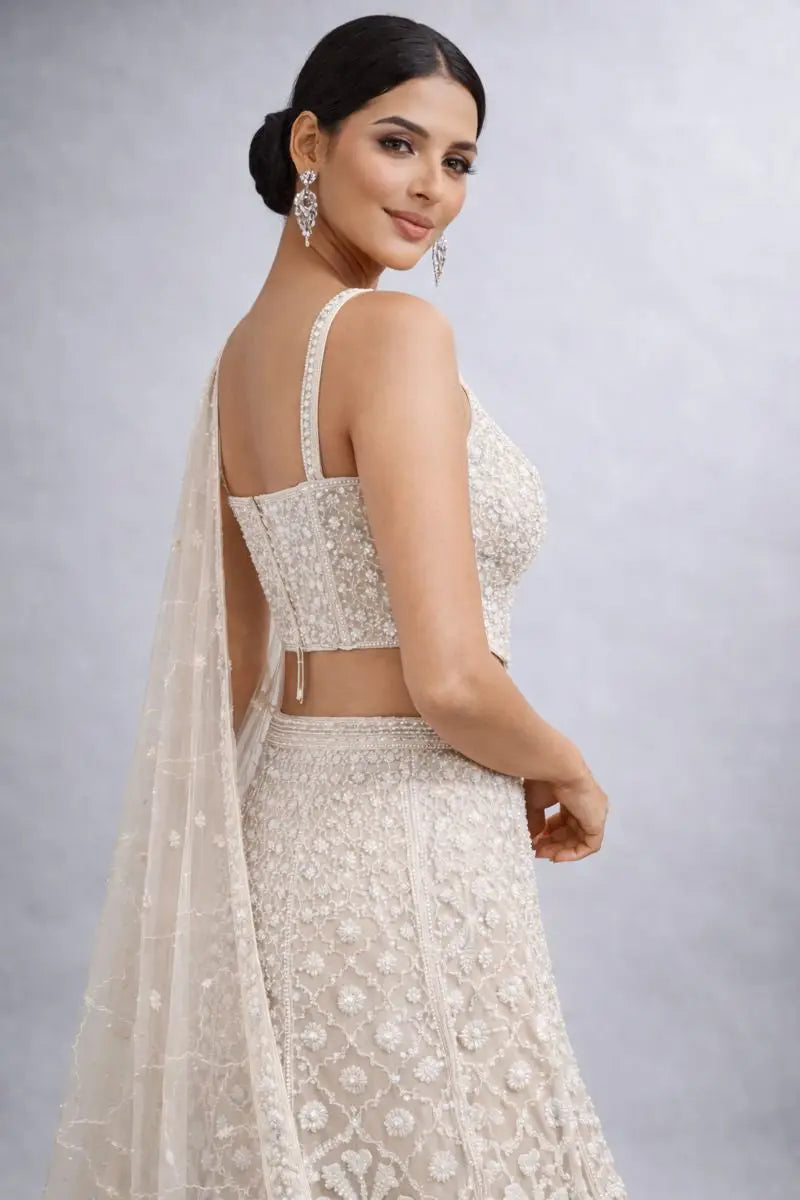 Co-ord style crop top top fish cut lehenga 