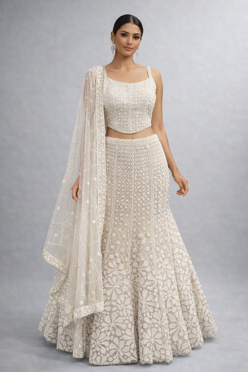 Co-ord style crop top top fish cut lehenga 