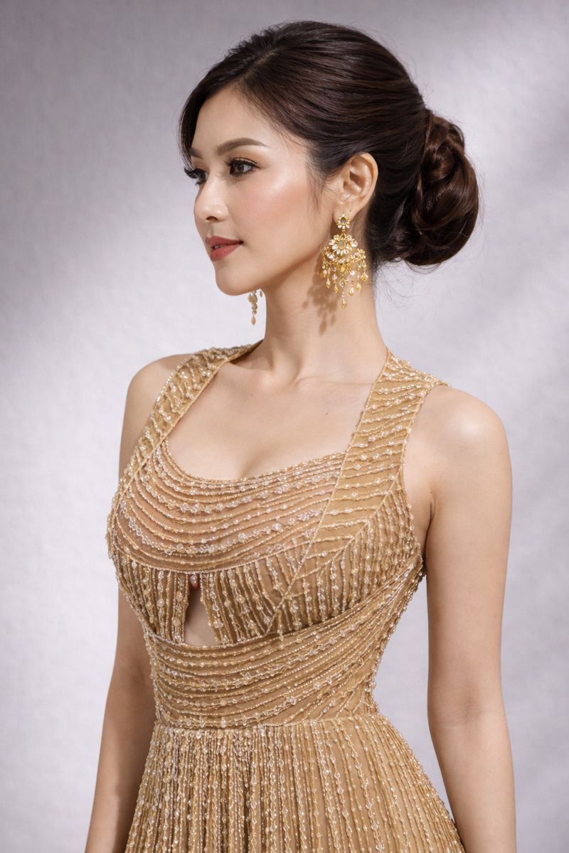 Copper Gold Barbie Gown 