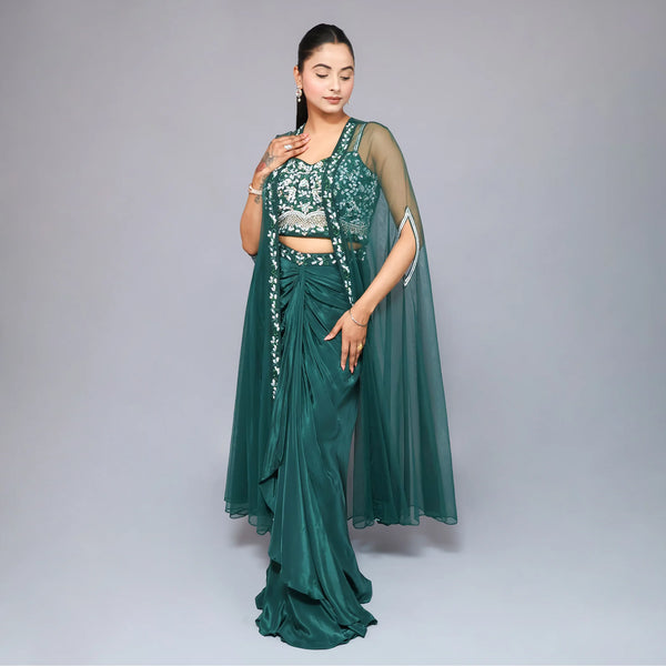 Crape Style Crop Top Skirt