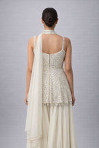  Cream Peplum Style Sharara Suit 