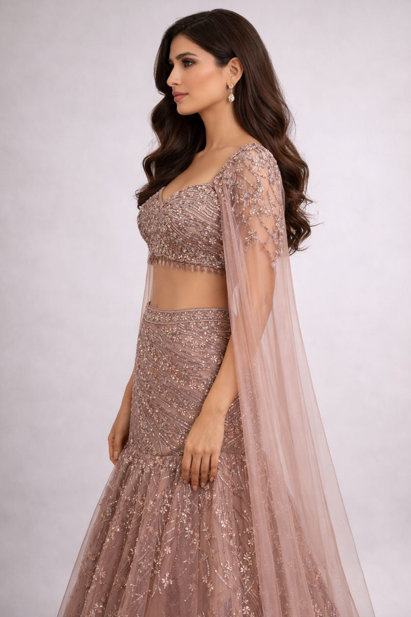 Crop TOP Lehenga Mermaid Style  side look 
