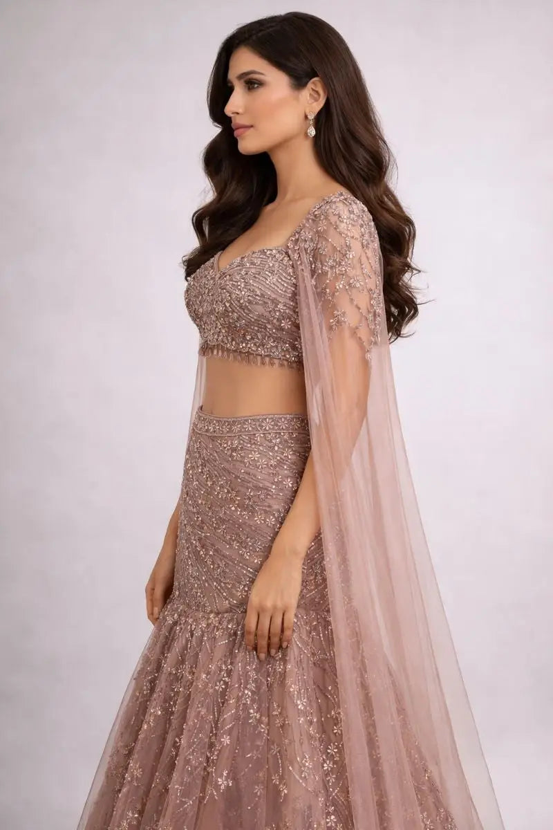 Crop TOP Lehenga Mermaid Style  side look 