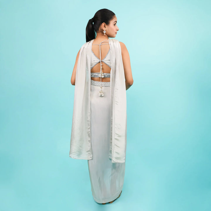Crop Top Dhoti Set with Stylish Choker Dupatta Vastrachowk