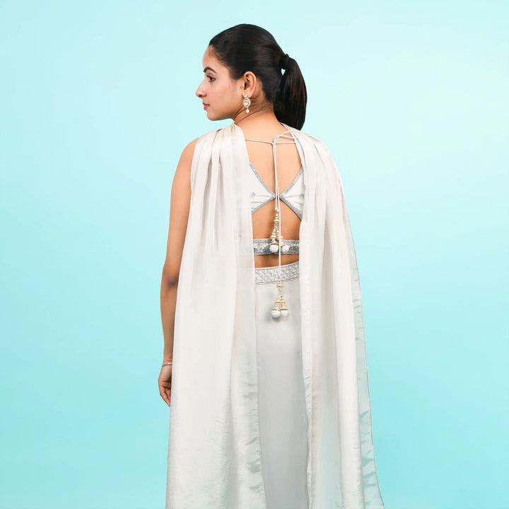 Crop Top Dhoti Set with Stylish Choker Dupatta Vastrachowk