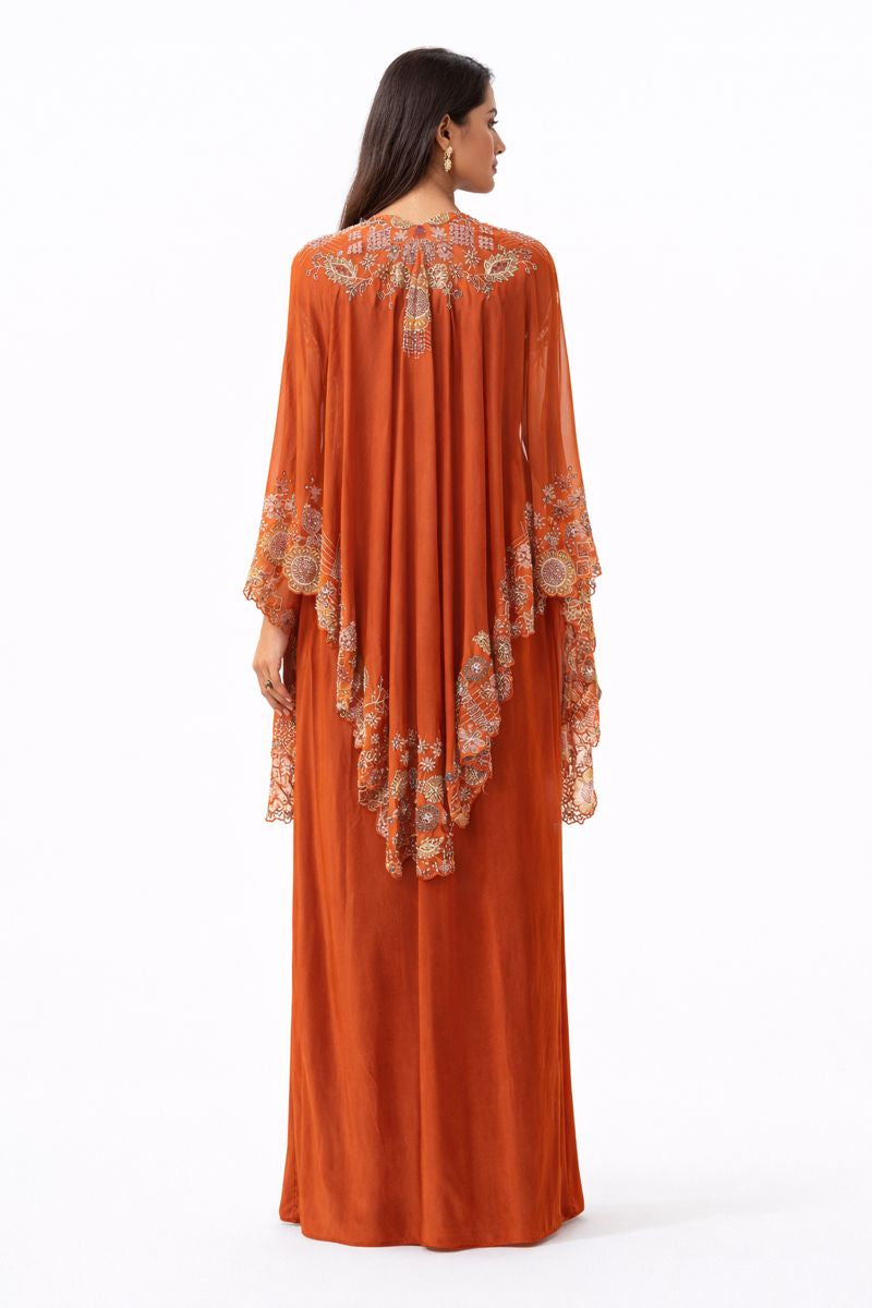 Crop Top Dhoti Style With Detachable Cape 