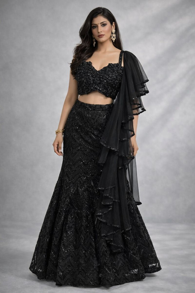 Crop Top Fish Cut Lehenga 