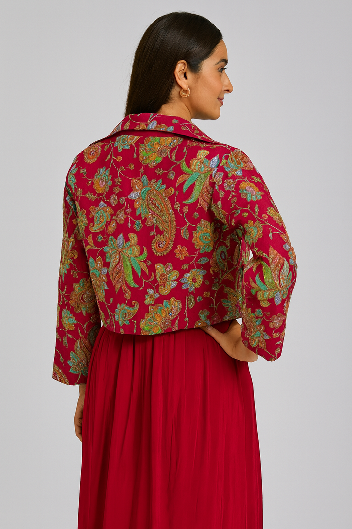 Crop Top Jacket with Dhoti back profile 