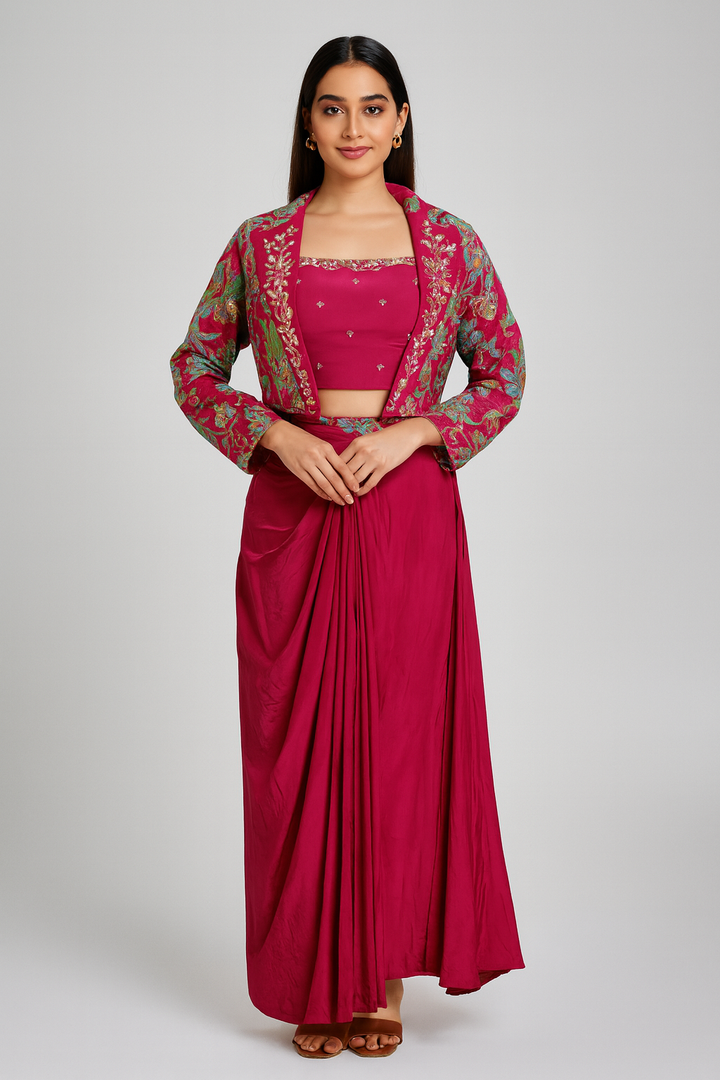Crop Top Jacket with Dhoti profile