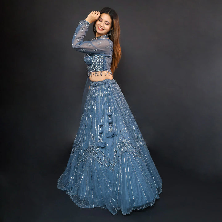 Crop Top Lehenga Indo Western Style -Vastrachowk