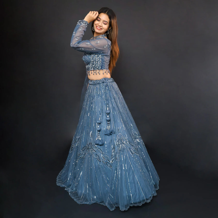 Crop Top Lehenga Indo Western Style -Vastrachowk
