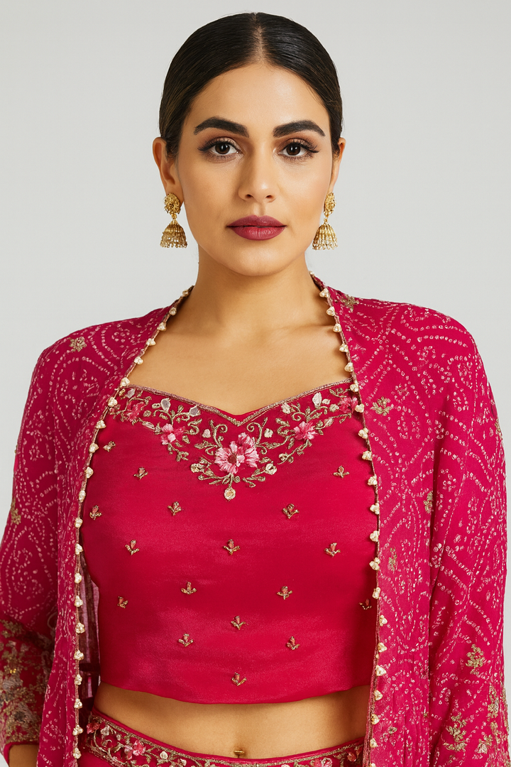 Crop Top Palazzo with Peplum Jacket front profile