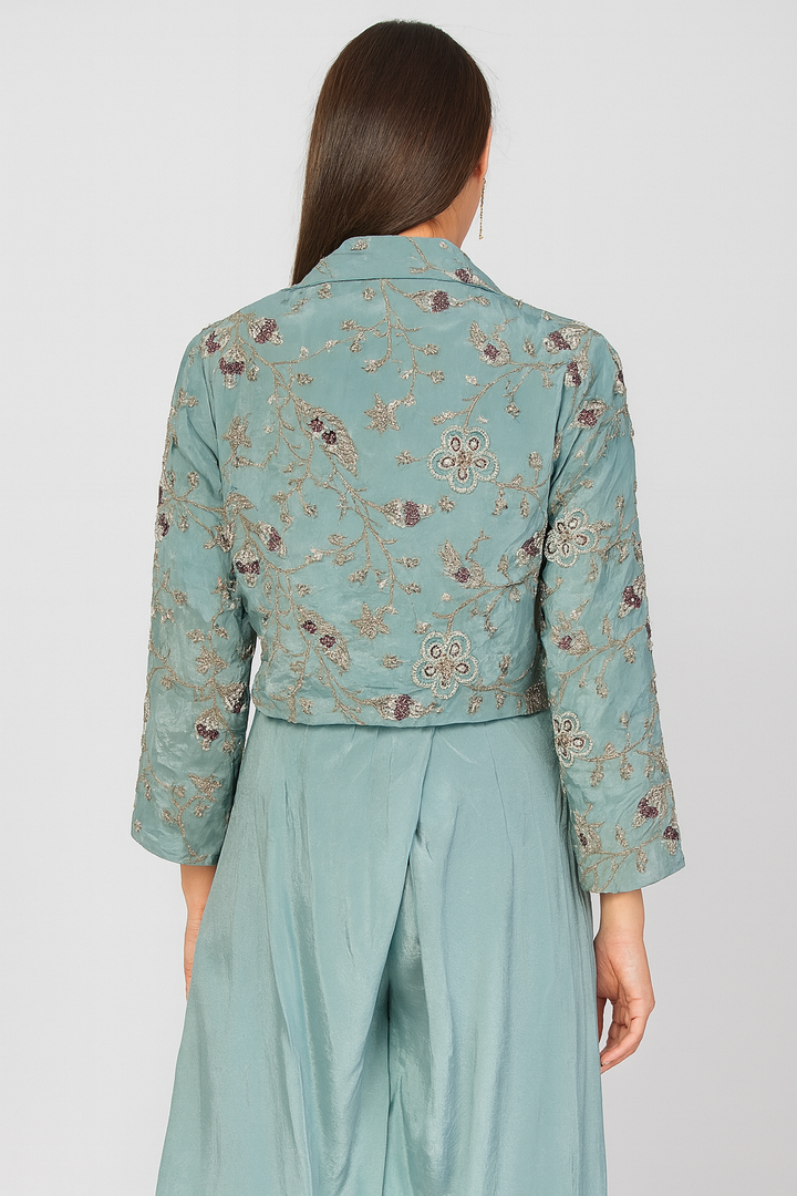 Crop Top Palazzo with Short Jacket back profile