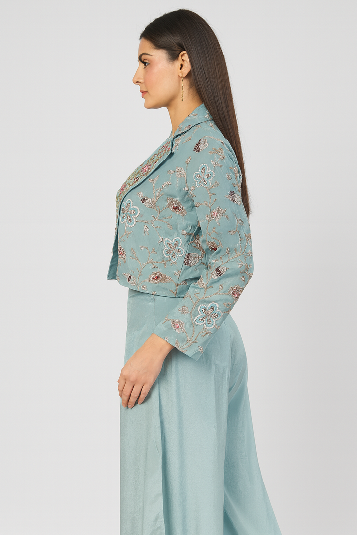 Crop Top Palazzo with Short Jacket side profile