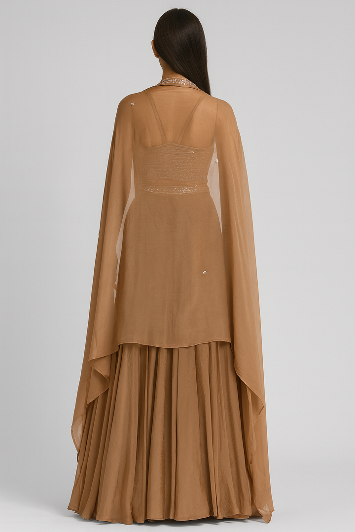 Crop Top Skirt with Shrug back profile 