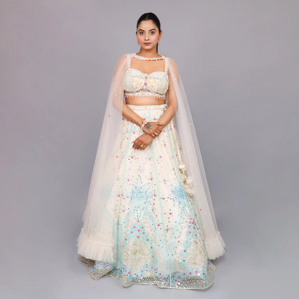 Crop Top Skirt with Stylish Cape