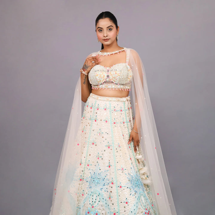 Crop Top Skirt with Stylish Cape Vastrachowk