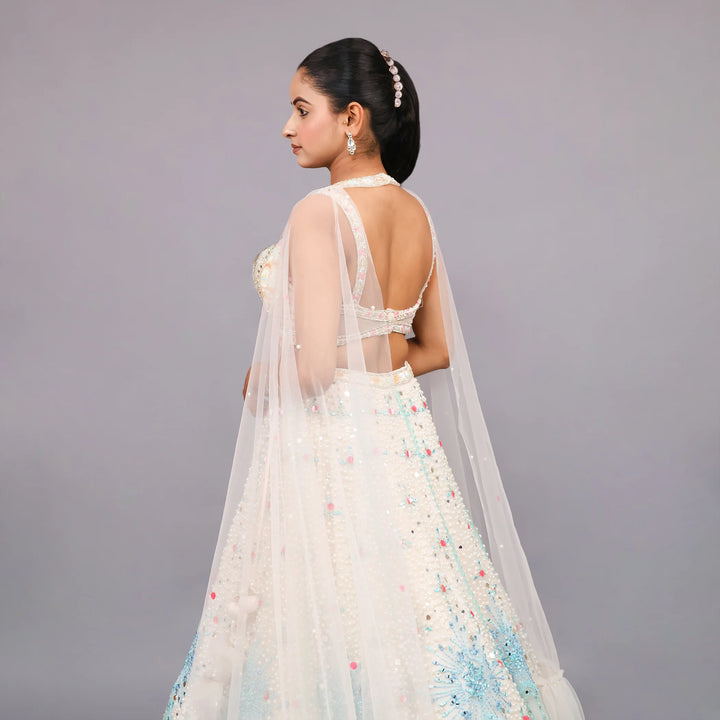 Crop Top Skirt with Stylish Cape Vastrachowk