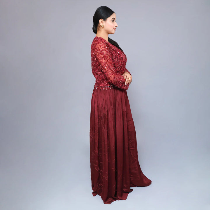 Crop Top sharara set with Shrug- Vastrachowk