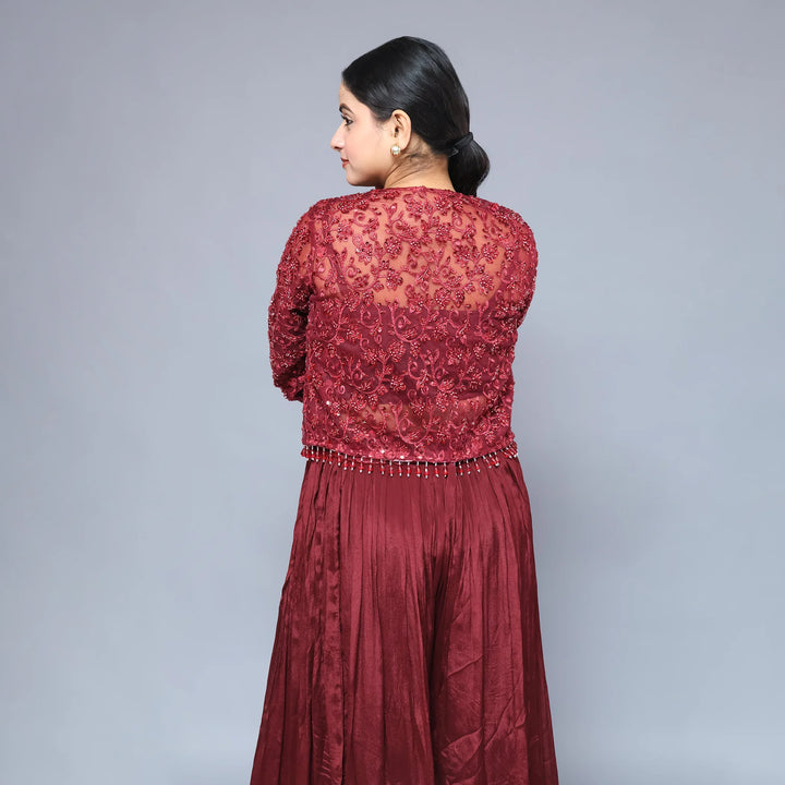 Crop Top sharara set with Shrug- Vastrachowk