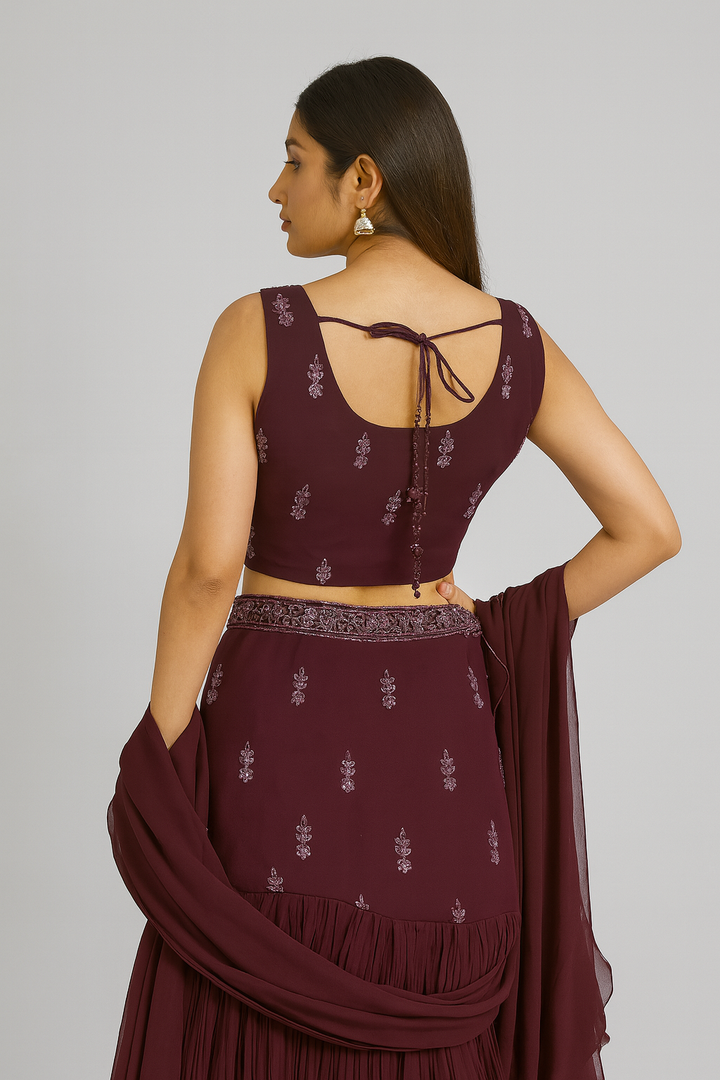 Crop Top with Fishcut Skirt back profile 