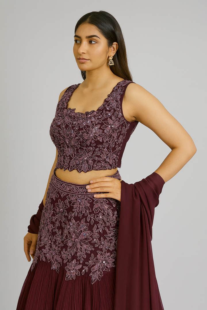 Crop Top with Fishcut Skirt side profile 