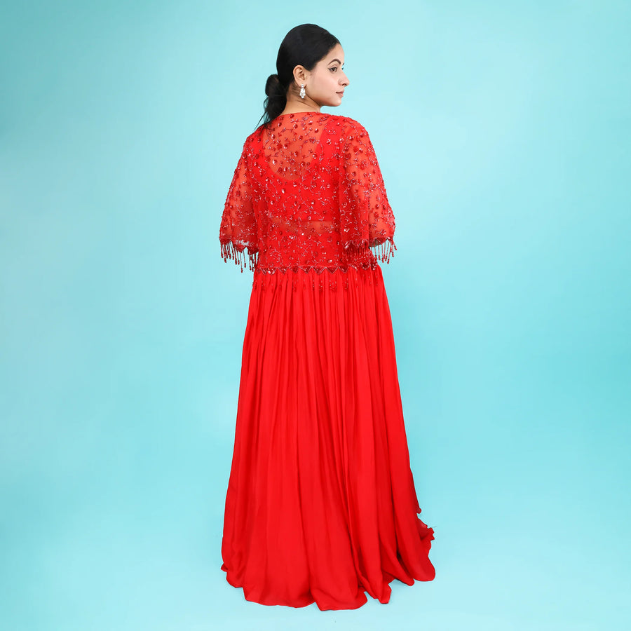 Crop Top with Long Jacket and Divider Vastrachowk