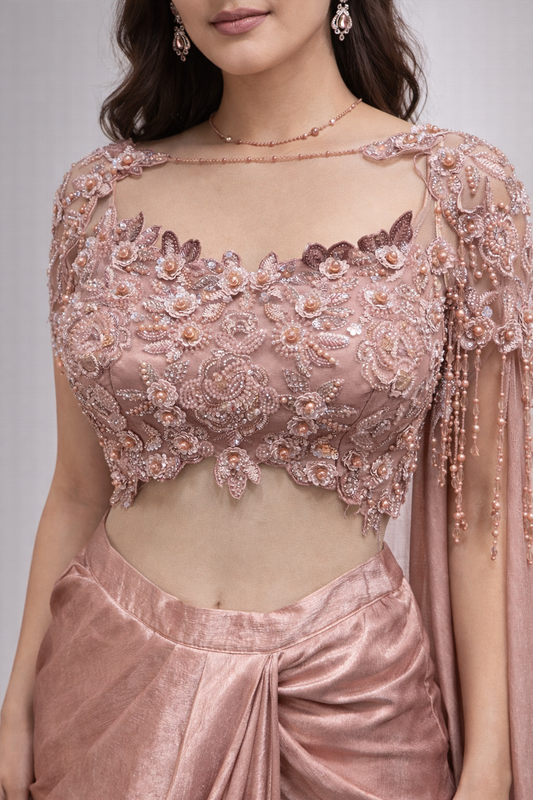 Crop top With Fish Cut Lehenga 