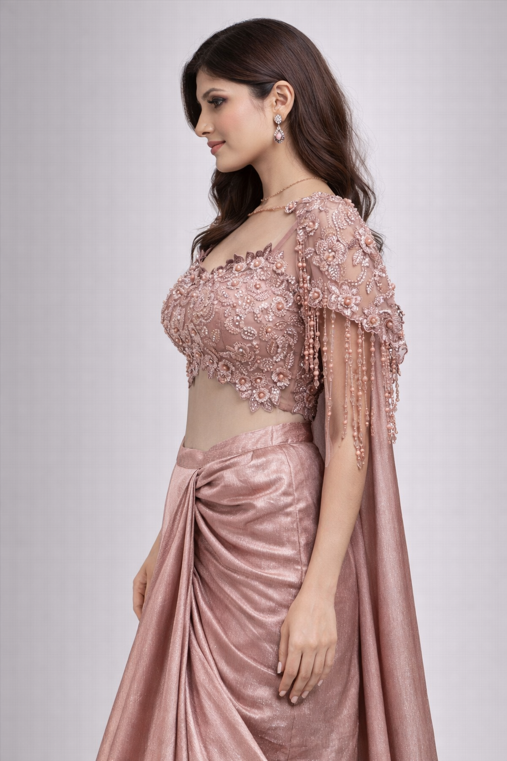 Crop top With Fish Cut Lehenga 