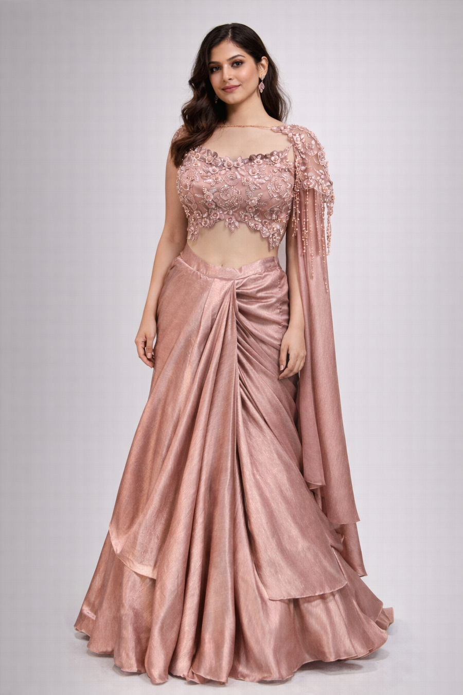 Crop top With Fish Cut Lehenga 