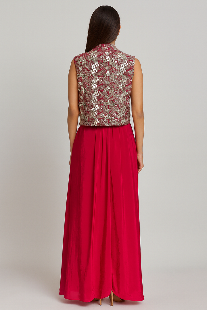 Cut Sleeve Jacket with Dhoti back profile 