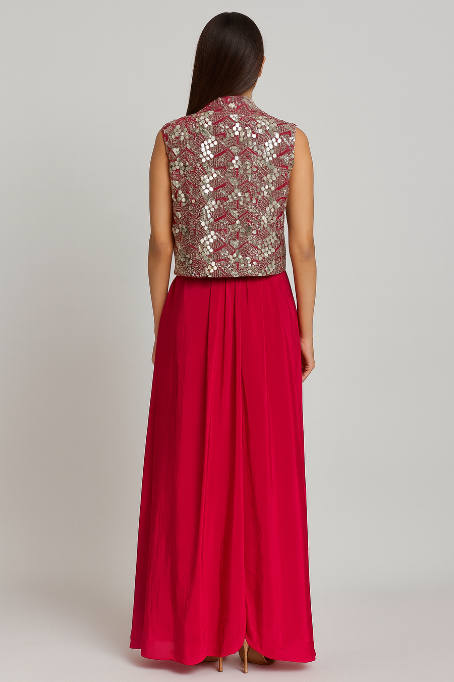 Cut Sleeve Jacket with Dhoti back profile 