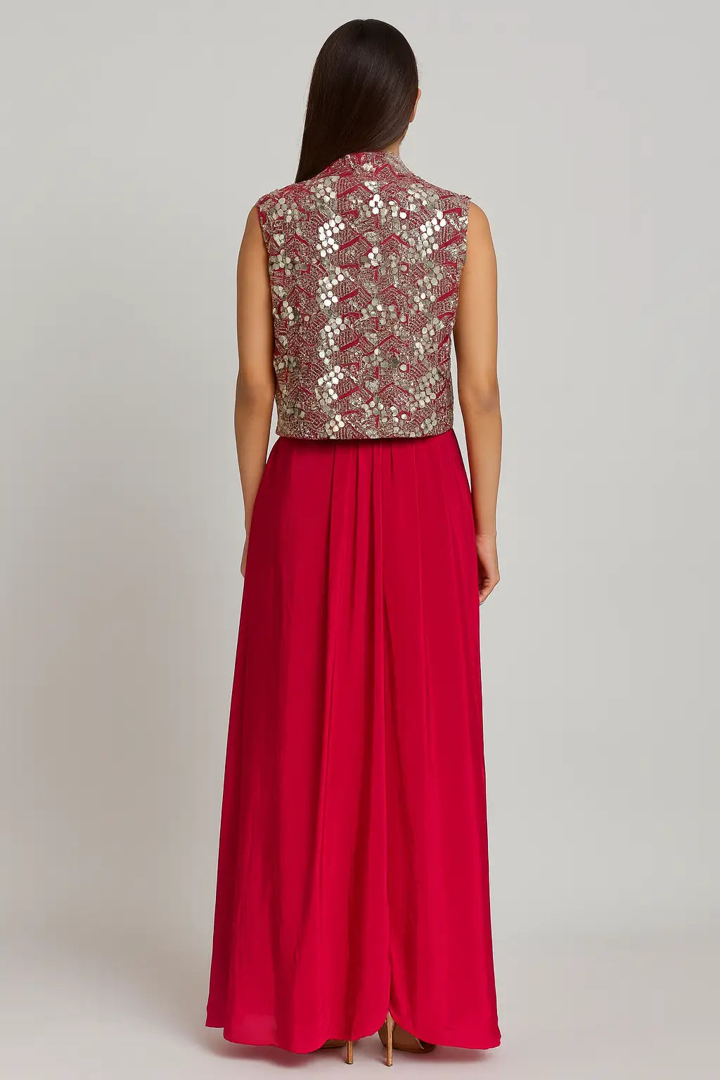 Cut Sleeve Jacket with Dhoti