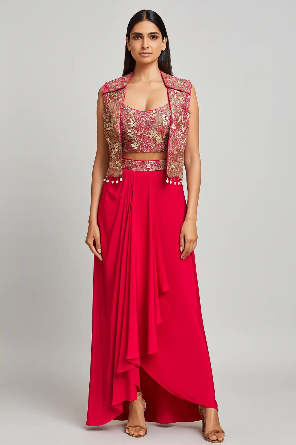 Cut Sleeve Jacket with Dhoti