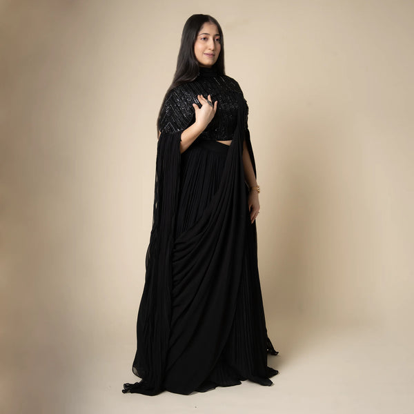 Western drape lehenga