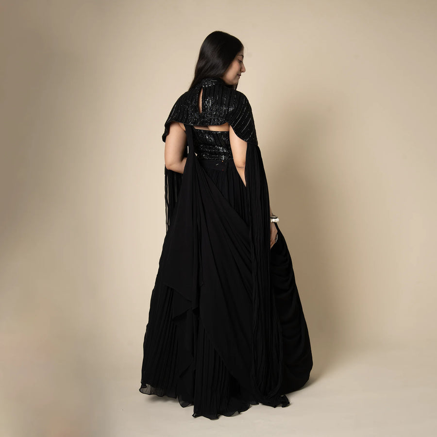 Western drape lehenga