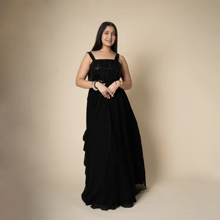 Western drape lehenga