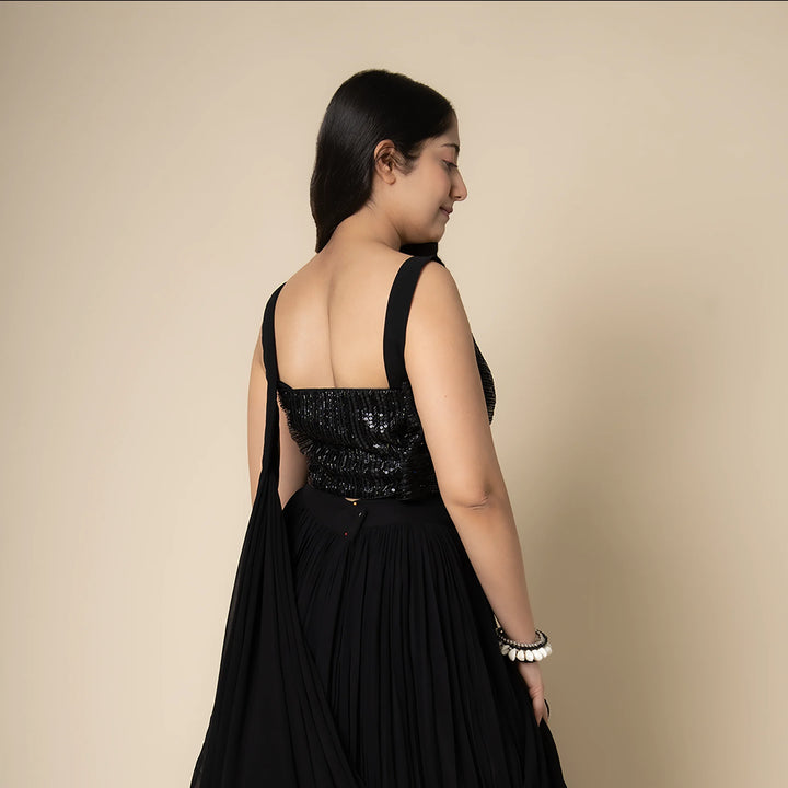 Western drape lehenga