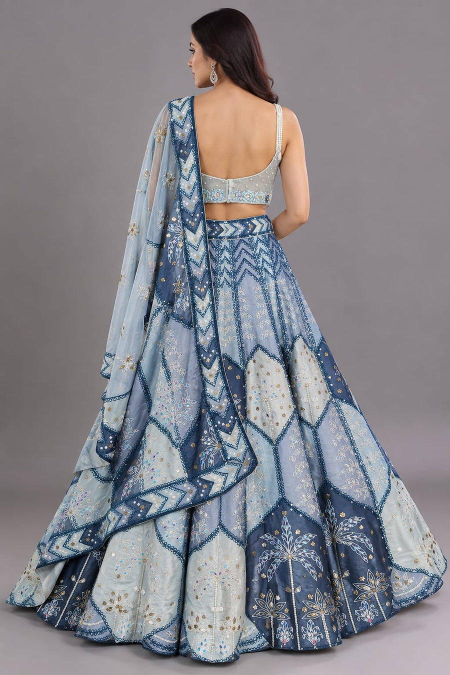 Designer Blue Embroidered Lehenga Choli with Dupatta | Vastrachowk