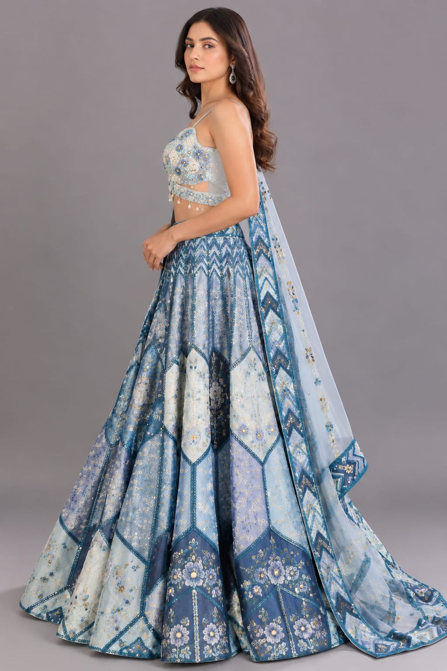 Designer Blue Embroidered Lehenga Choli with Dupatta | Vastrachowk