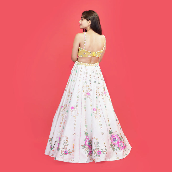 Designer Crop Top with Flared Skirt Vastrachowk