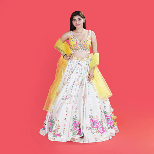 Designer Crop Top with Flared Skirt