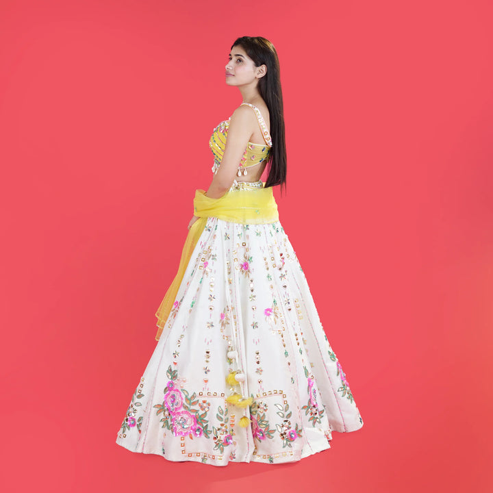 Designer Crop Top with Flared Skirt Vastrachowk