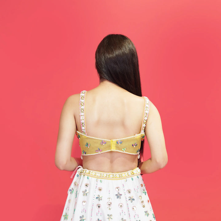 Designer Crop Top with Flared Skirt Vastrachowk