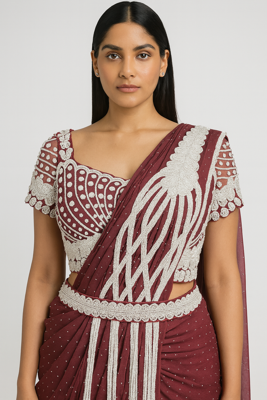 Designer Drape Saree close profile