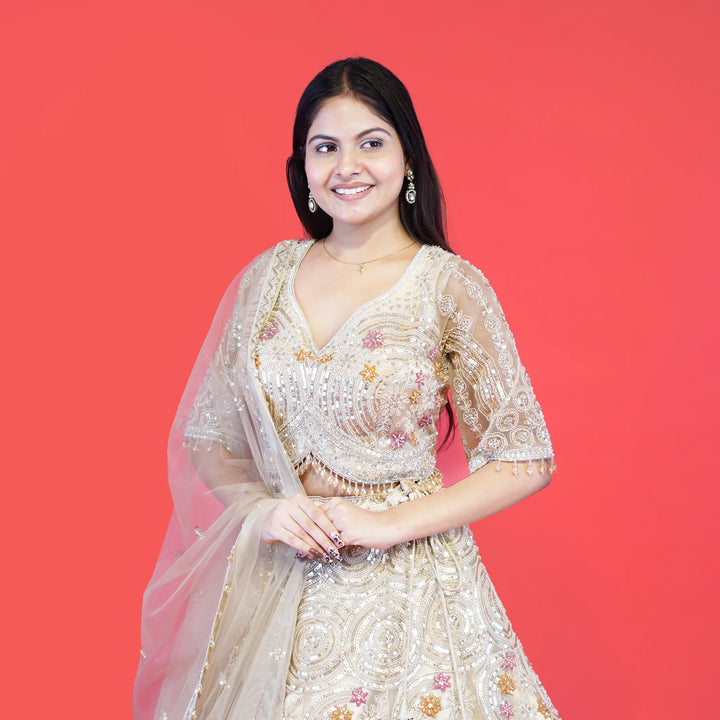 Designer Indo-Western Crop Top Lehenga Vastrachowk
