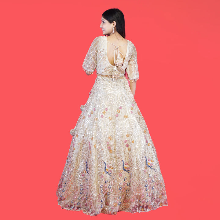 Designer Indo-Western Crop Top Lehenga Vastrachowk