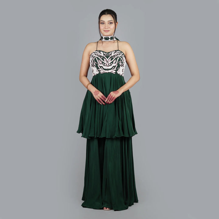 Designer Peplum Kurti with Flared Sharara