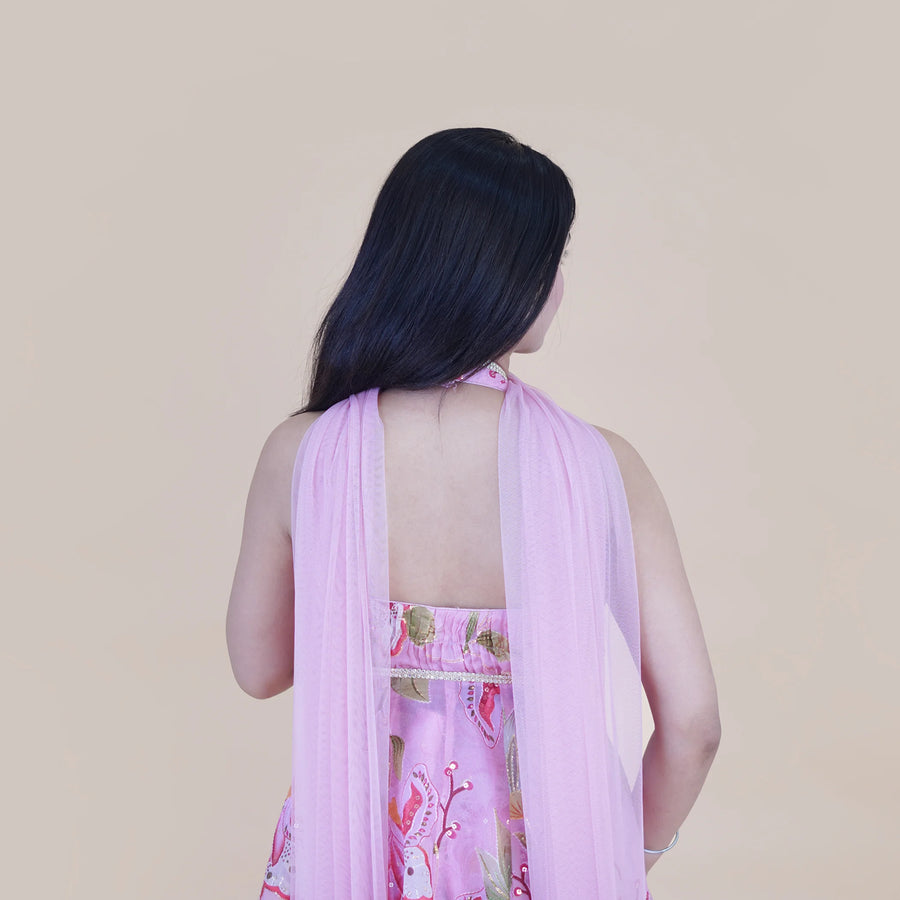 Designer Pink Peplum Sharara Suit Vastrachowk