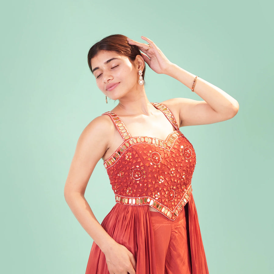 Designer Straight Shirt with Flared Sharara Vastrachowk